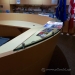 Round Maple Reception Desk w/ Glass Top Transaction Counter